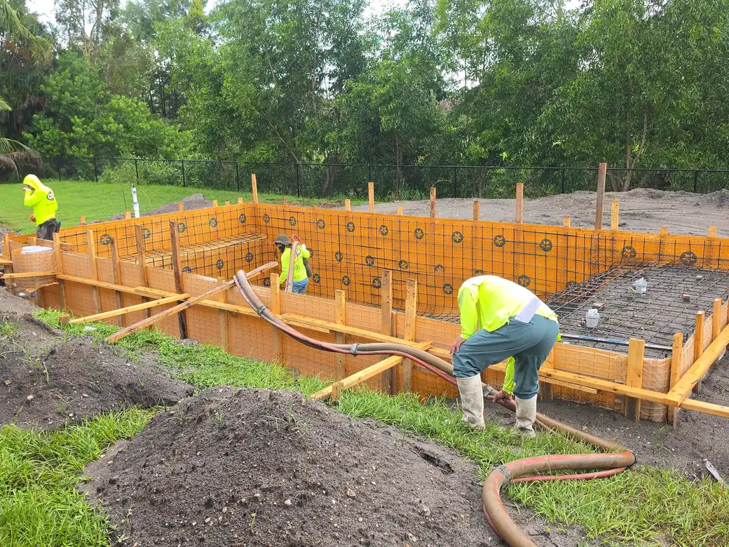 New pool steel rebar and forms in Loxahatchee, Florida